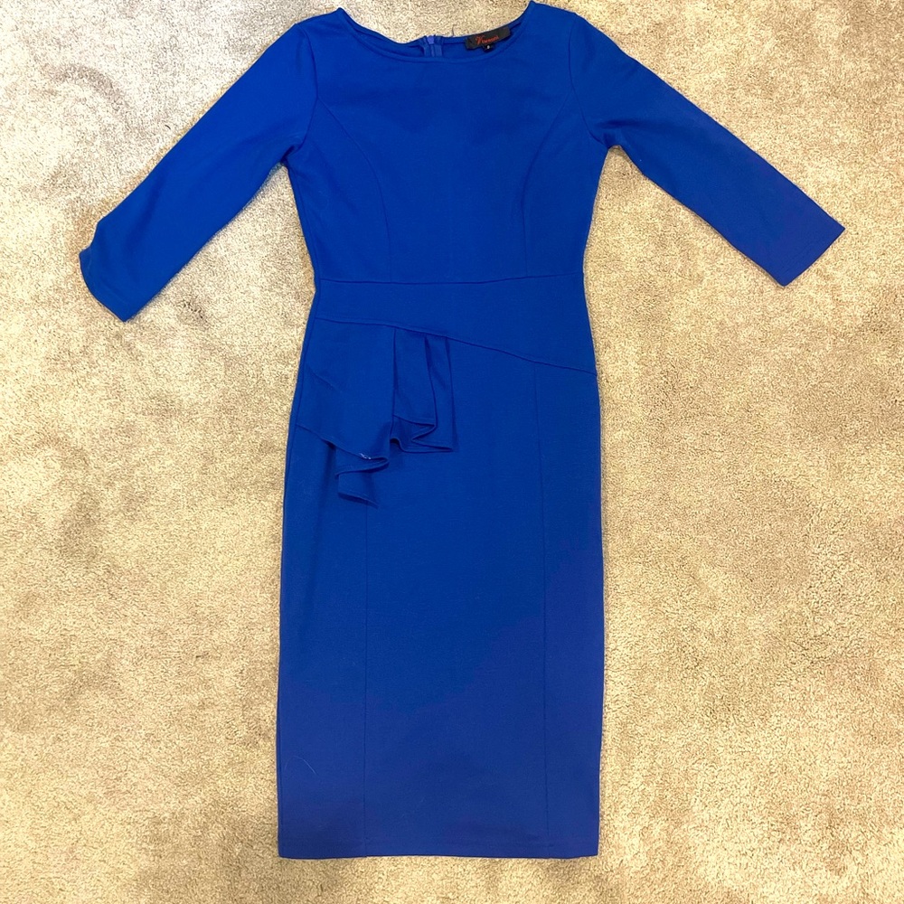Blue Dress with Hip Detail